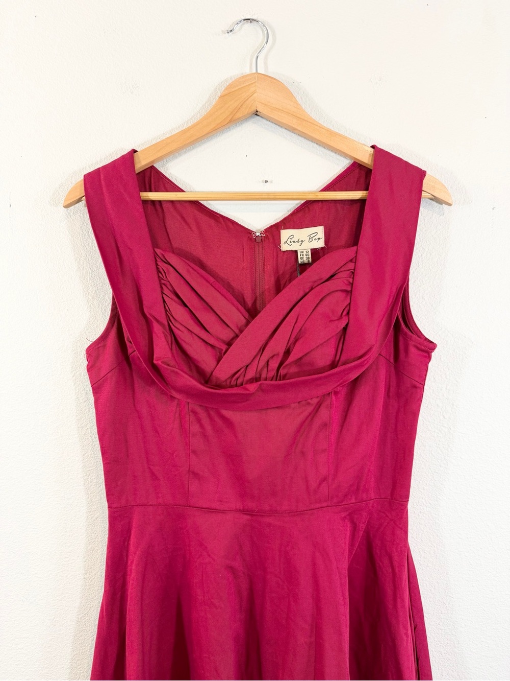 Lindy Bop Ophelia Dress Size US 8 Red Fit & Flare Retro Pinup 50s 60s Rockabilly - Picture 2 of 11